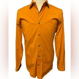 Express 1MX Fitted Men’s Dress Shirt Size XL/TG 17-171/2 Pumpkin Orange